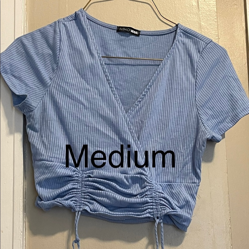 Crop top baby blue fashion nova